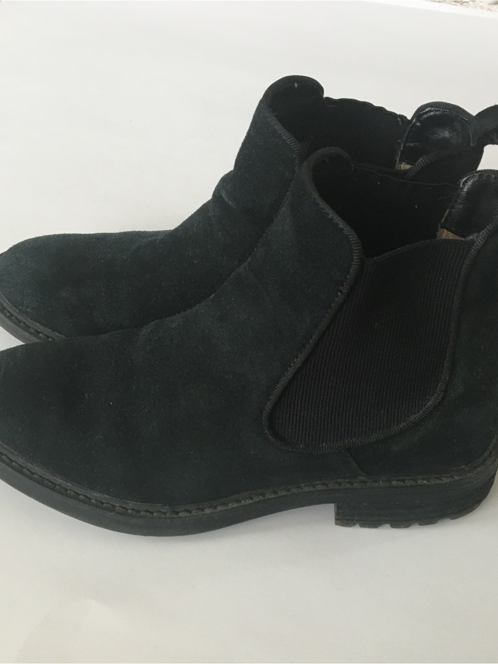 Sofft | “Leah” Black Suede Slip On Chelsea Boots with Elastic Side Panels